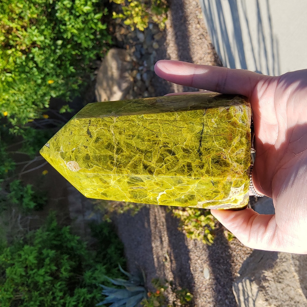 Chunky, Vibrant African Green Opal Obelisk